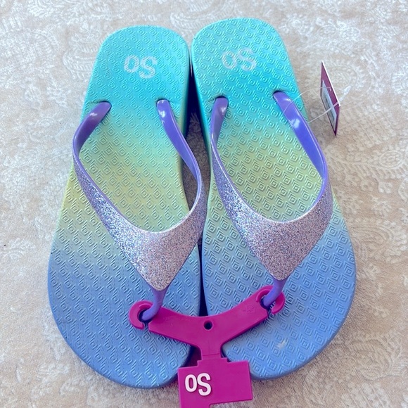 Brand New So Purple Glitter Thong Sandals Platform Flip Flops Ombre Sparkly - Picture 2 of 16
